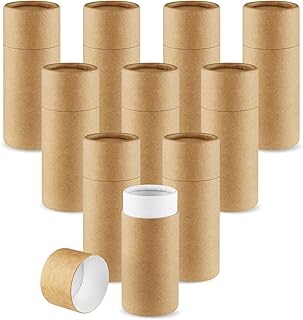 10 Pack 30ml/1oz Brown Kraft Paper Tubes with Lids Empty Round Cardboard Gift Packaging Bottles for Essential Oil Bottles,Tea-leaves,Candy,Coffee Beans,Cosmetic,DIY Crafts