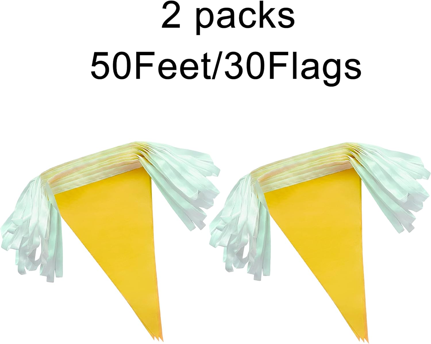 100 Feet Yellow Pennant Banners Flags String Hanging Triangle Bunting Flags,Party Decorations for Grand Opening,Kids Birthday,Carnival,60 PCS - Image 4