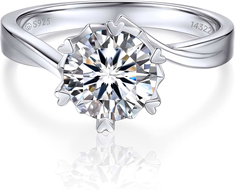 MomentWish Bague Fiançailles Femme 1/2 Carat Moissanite Solitaire
