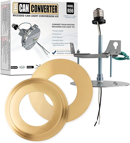 R56, Kit completo de conversión de luz empotrada para lámpara de techo, lámpara colgante, luz colgante, ventilador de techo, con biselado y plano de