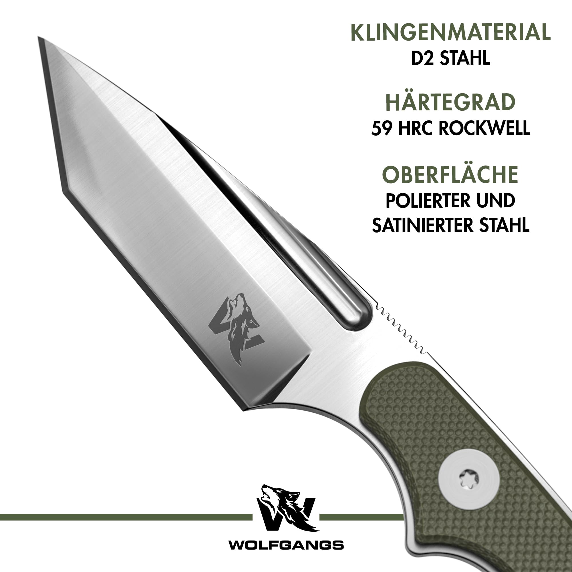 Wolfgangs ACUS Neck Knife Messer - inklusive Kydex Scheide und Kugel Halskette zum umhängen - Mini Survival Outdoor Messer für jeglichen Gebrauch