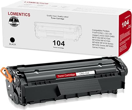 104 Black Toner Cartridge1-Pack - Loment Compatible CRG-104 Toner Cartridge Replacement for 104 FAXPHONE L120 L90 imageCLASS D420 D480 MF4150d MF4350d MF4100 MF4200 MF4600 Series Printer
