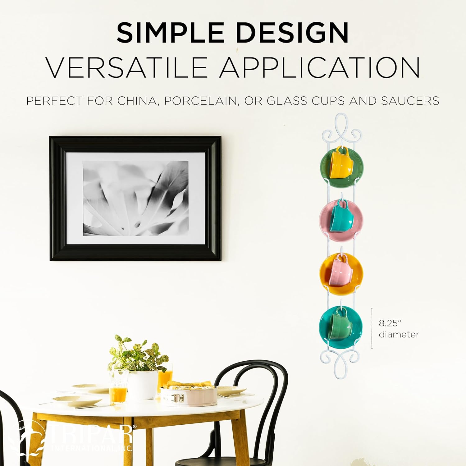 Augusta Vertical Antique White Cup & Saucer Wall Rack, Antique White