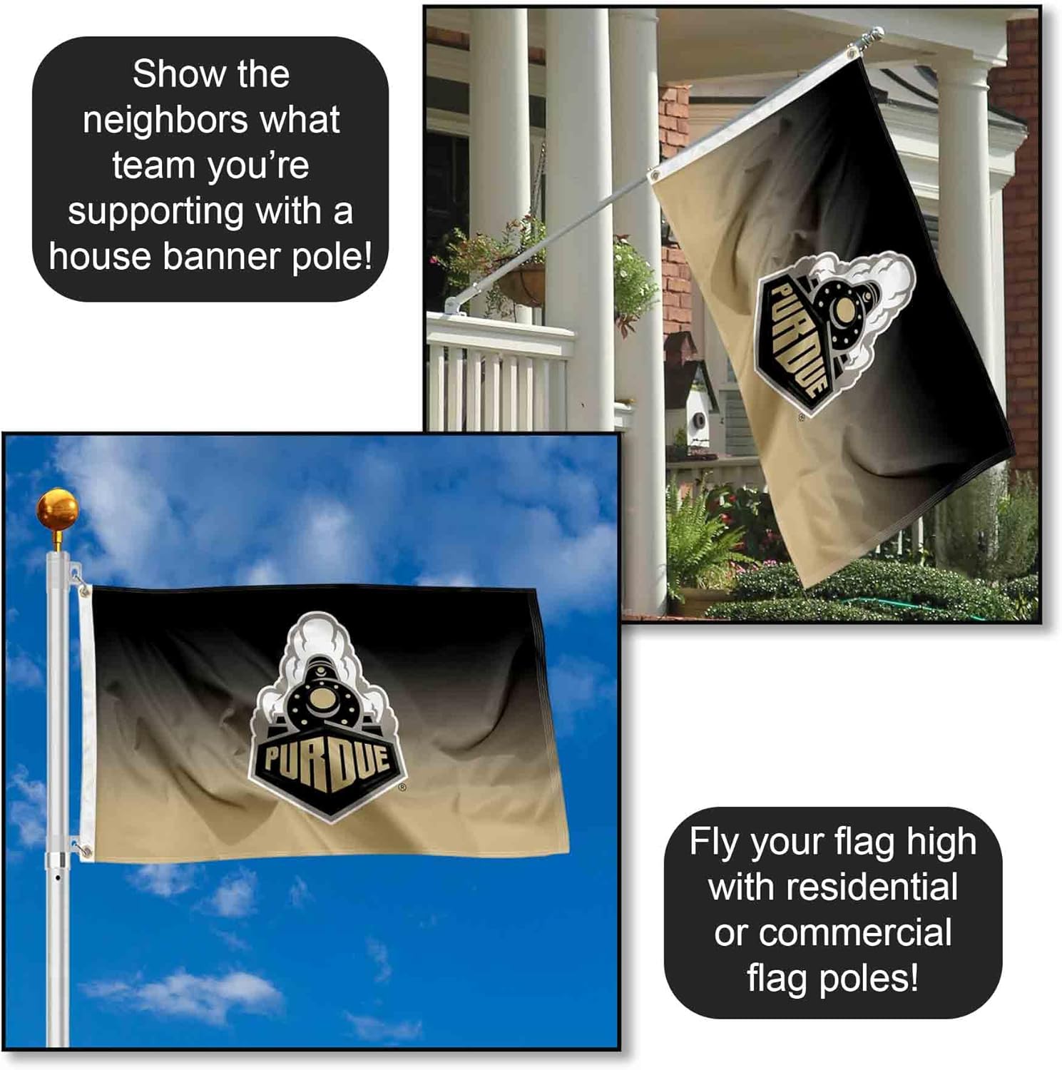Purdue Boilermakers Two Tone Gradient Flag