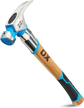 OX 22 oz Framing Hammer Milled Face with Rubber Grip Wood Handle Hammers with American Hickory - Claw Martillos De Construccion