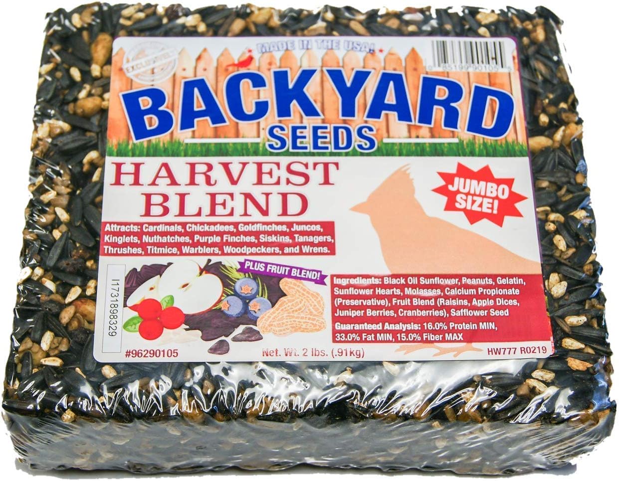 Harvest Blend Plus Fruit Blend Seed Cake, 2Lb (1 Cake)