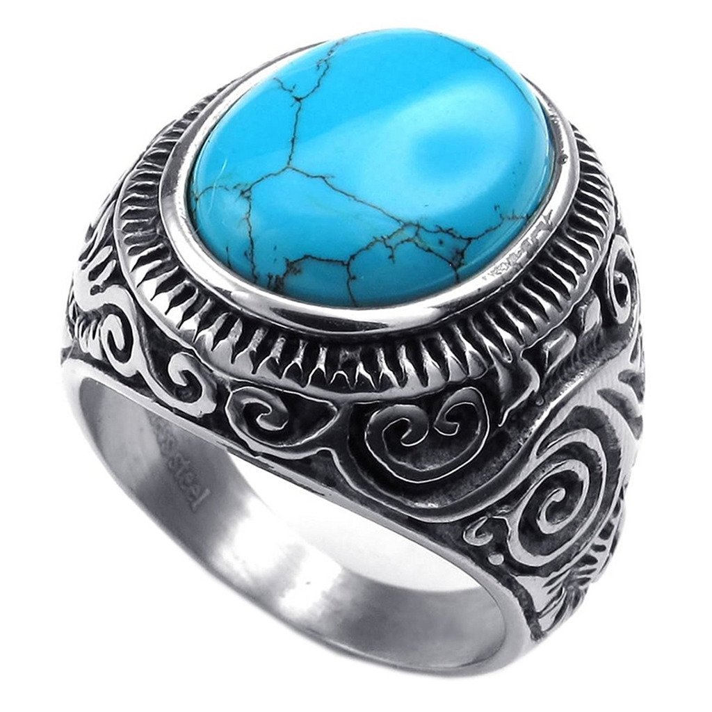Peora Vintage Turquoise Biker Stainless Steel Ring for Men - Valentines Gift for Him - Review, Price and Buying Guide