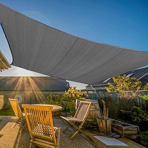 Artpuch 7' x 13' Sun Shade Sails Square Canopy, Dark Grey UV Block Cover for Outdoor Patio Garden Yard
