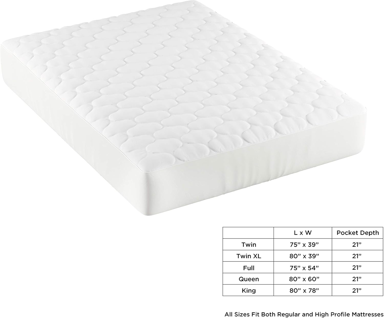 Padded Mattress Cover-100% Cotton Twin XL Overstuffed Quilted Skirted Bed Protector Topper - Fitted No Slip Corners by Lavish Home
