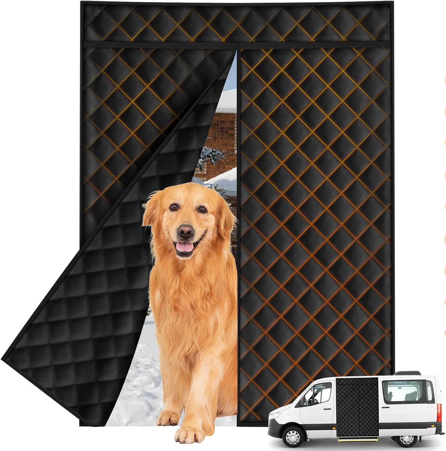 Van Insulated Door Curtain for Side Doors Magnetic Thermal Cover for Ford Transit/RAM Promaster/Mercedes Sprinter Standard Roof - Keep Heat in & Cold Out for Winter Camper Van