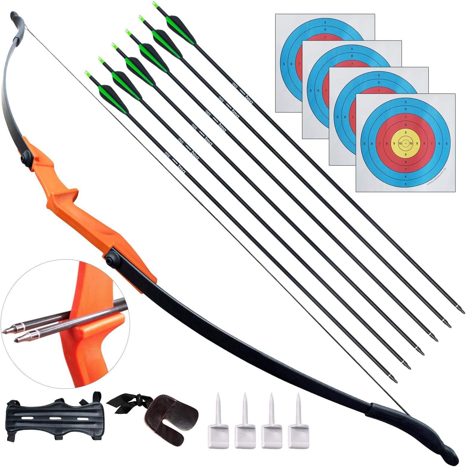 D&Q Archery Bow and Arrow Set for Adults Beginner Teenagers Youth, Takedown Recurve Bow 20lbs 30lbs 40lbs Left and Right Handed Bow, Recurve Bow Set for Outdoor Target Practice