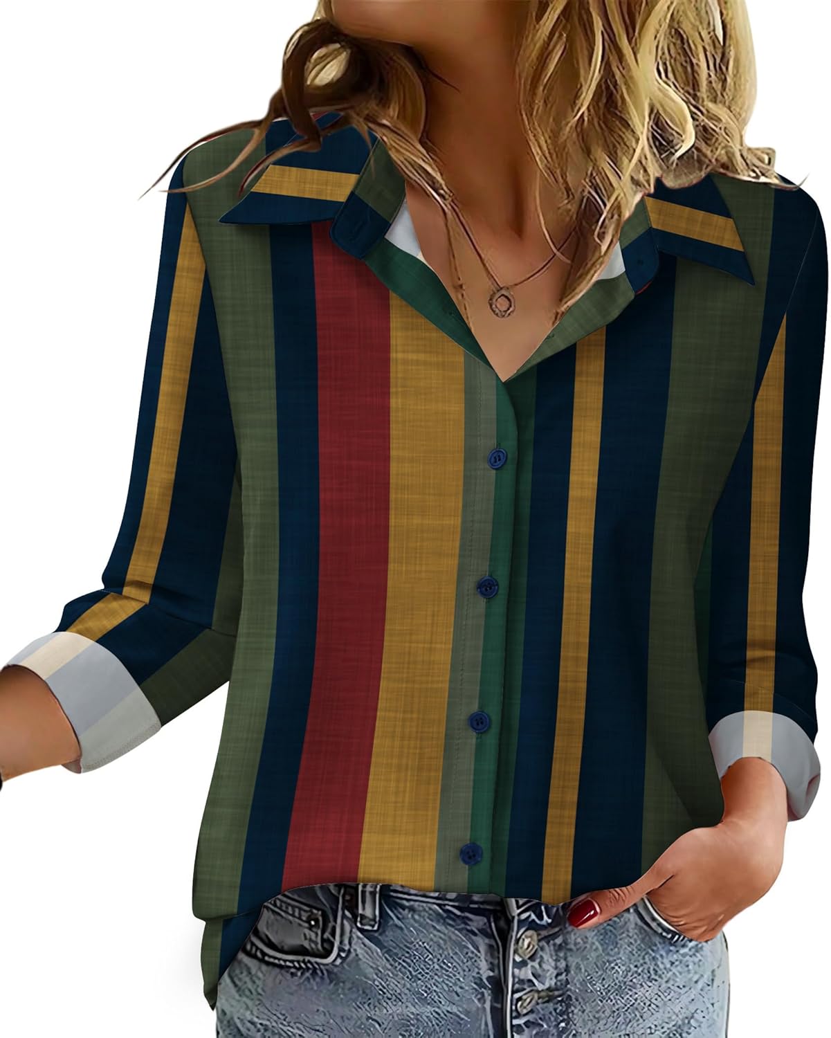 Zeagoo Blouse for Women Dressy Long Sleeve Button Down Shirts Business Casual Outfit Lightweight Solid/Printed Tops