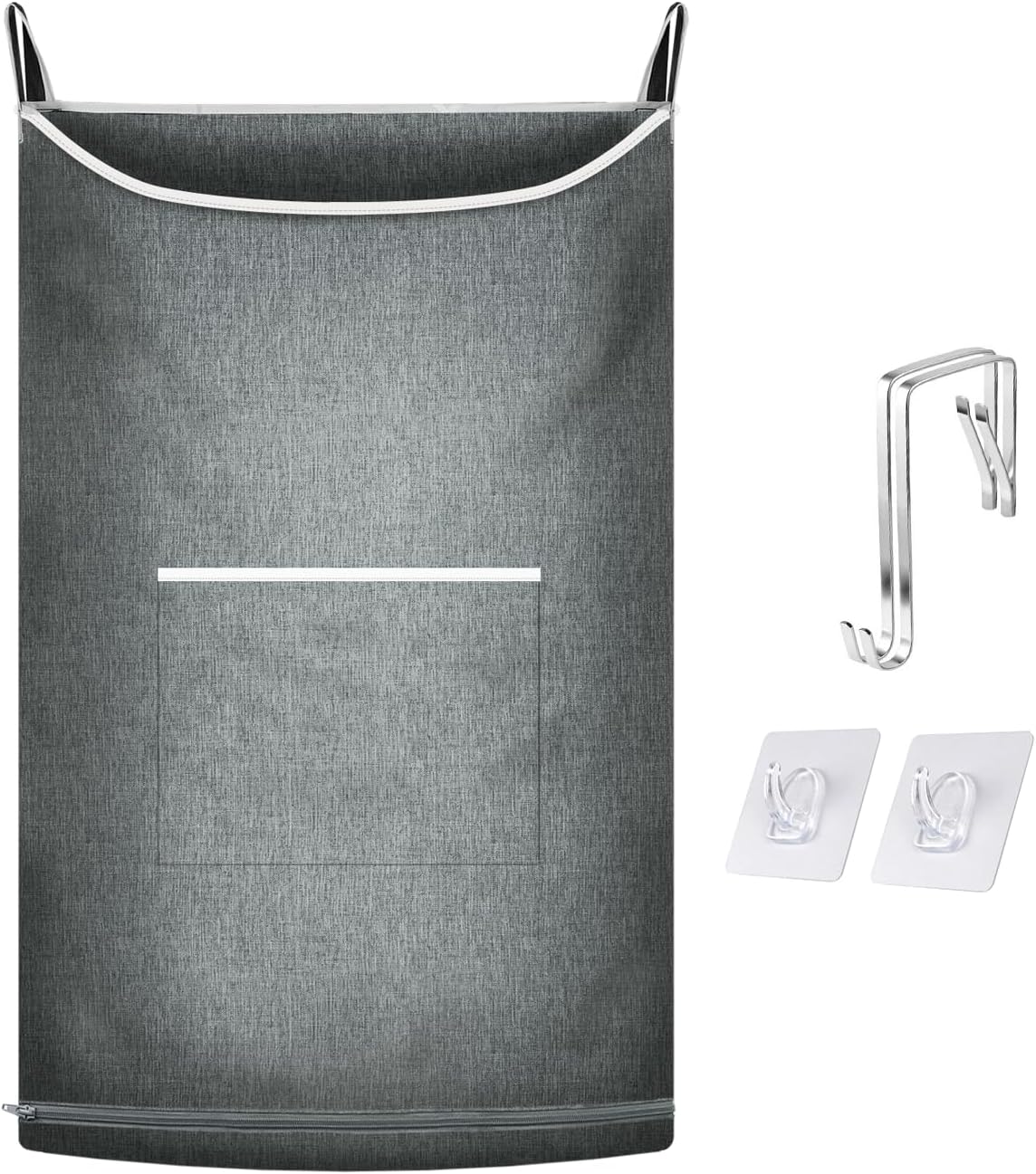 XL Hanging Laundry Hamper, Over the Door Laundry Hamper and Baskets, Wide Opening Hanging Laundry Bag,Hanging Hamper for Bathroom,Dorm,Chirstmas Gifts(Heather Grey, 36x22 Inch)