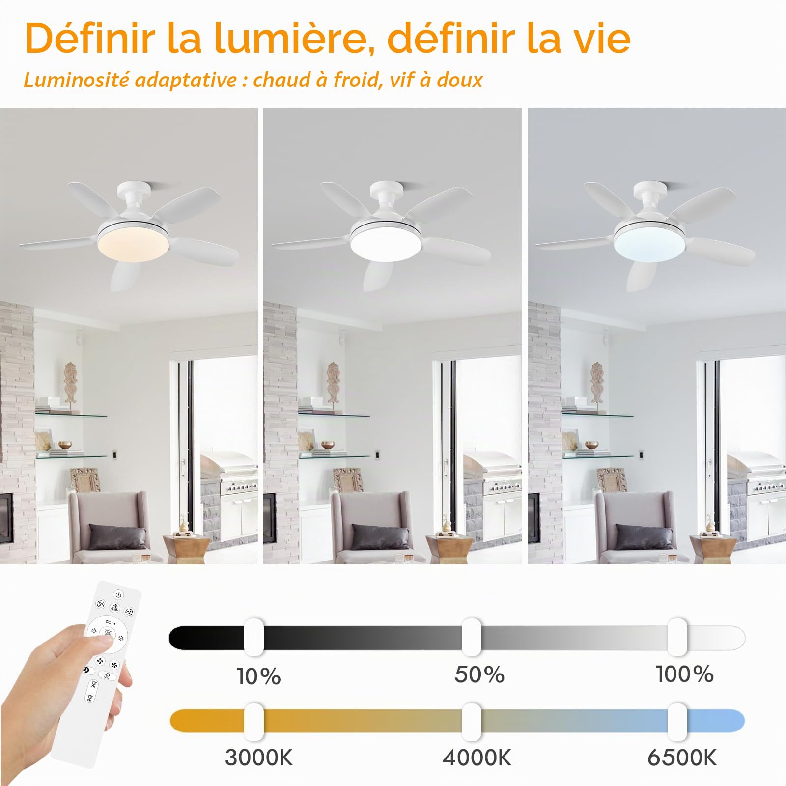 DJChen Ventilateur De Plafond Silencieux Avec Lumière, 81CM E27 Ampoule Lustre Lampe Ventilateur Plafond Et Telecommande, Dimmable Plafonnier Ventilo Plafond Avec Lampe Intégrée Pour Chambre, Salon