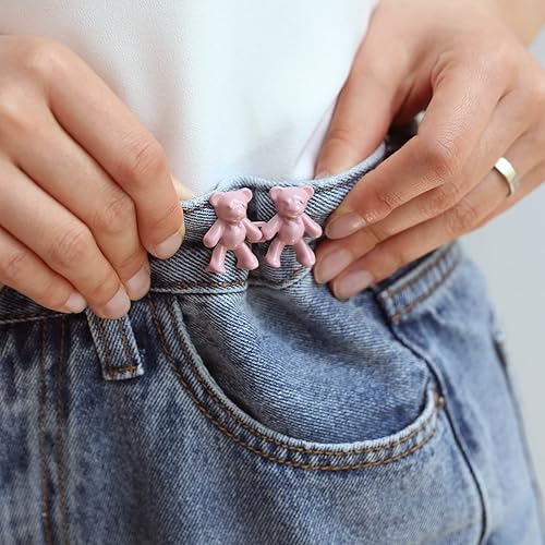 Miniatura 2 de 6 pares de botones de jean aprietan el tamaño de la cintura ajustador lindo oso botón ajuste clips