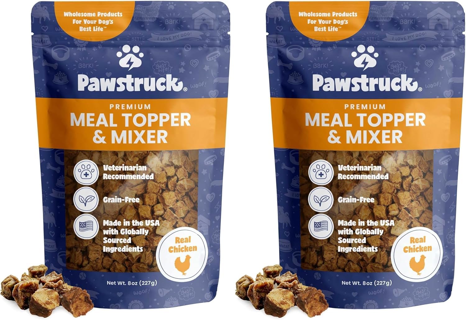 Pawstruck Vet Recommended Air Dried Dog Food Toppers for Picky Eaters, Made in USA with Real Chicken and Vitamins, Premium Meal Mix-in Kibble Enhancer, 16 oz