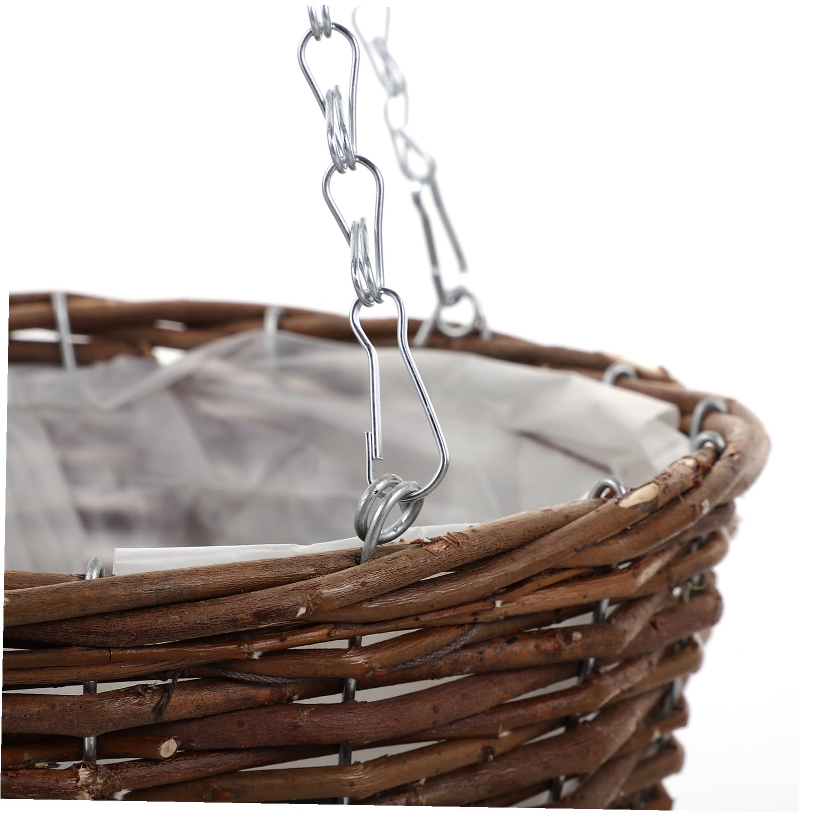 SOLUSTRE Fioriera Sospesa in Rattan e Metallo 2 Pezzi, Cesto Appeso Medio 25 Cm per Piante da Interno ed Esterno, Decorazione da Giardino per Casa, Balcone e Ufficio