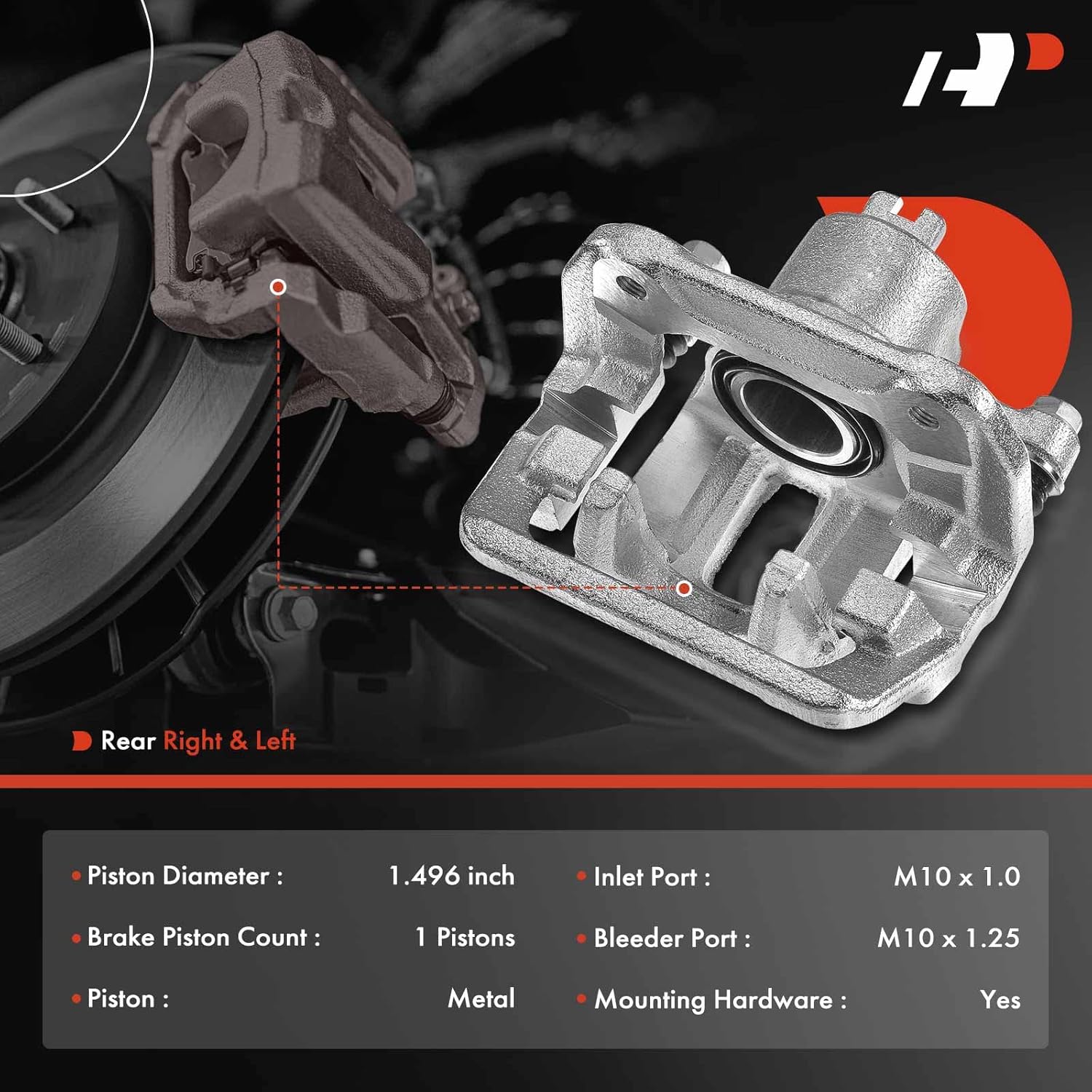 A-Premium Disc Brake Caliper Assembly with Bracket Compatible with Select Honda and Acura Models - Element 2003-2011 2.4L, CL 2001-2003 3.2L, TL 1999-2008 3.2L/3.5L - Rear Driver and Passenger Side