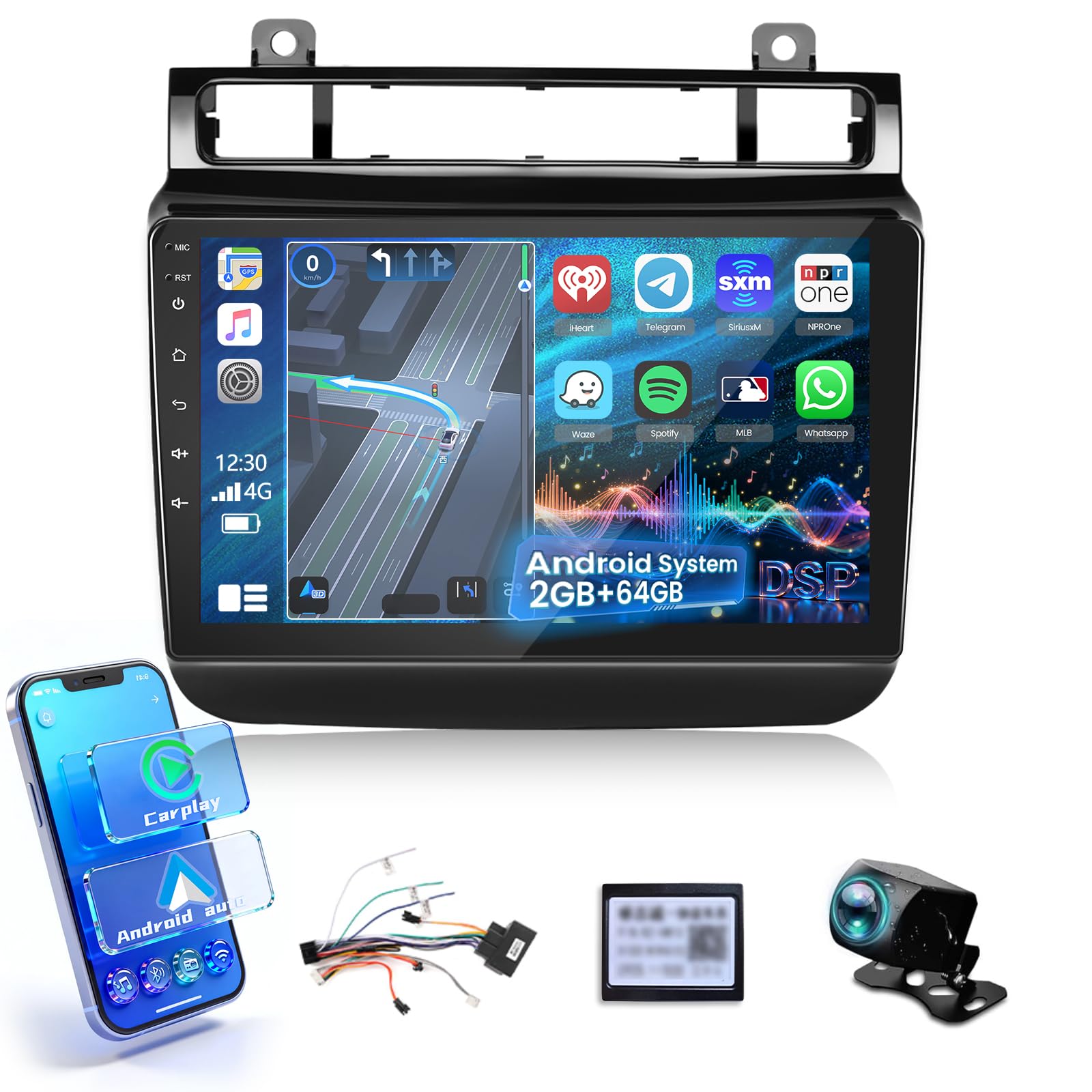 Photo 1 of [2+64G] for VW Touareg 2011-2017 Android Radio: NHOPEEW 9 inch Touch Screen Touareg Stereo - Wireless Carplay and Android Auto, WiFi, GPS, Mirror Link?FM/RDS Radio, SWC + Canbus + AHD Backup Camera