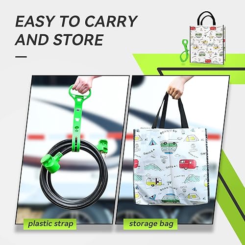 Miniatura 6 de RVMATE Cable de extensión de alimentación RV de 30 amperios y 15 pies con mango de fácil enchufe, TT-30P a TT-30R, indicador LED, 10 AWG,