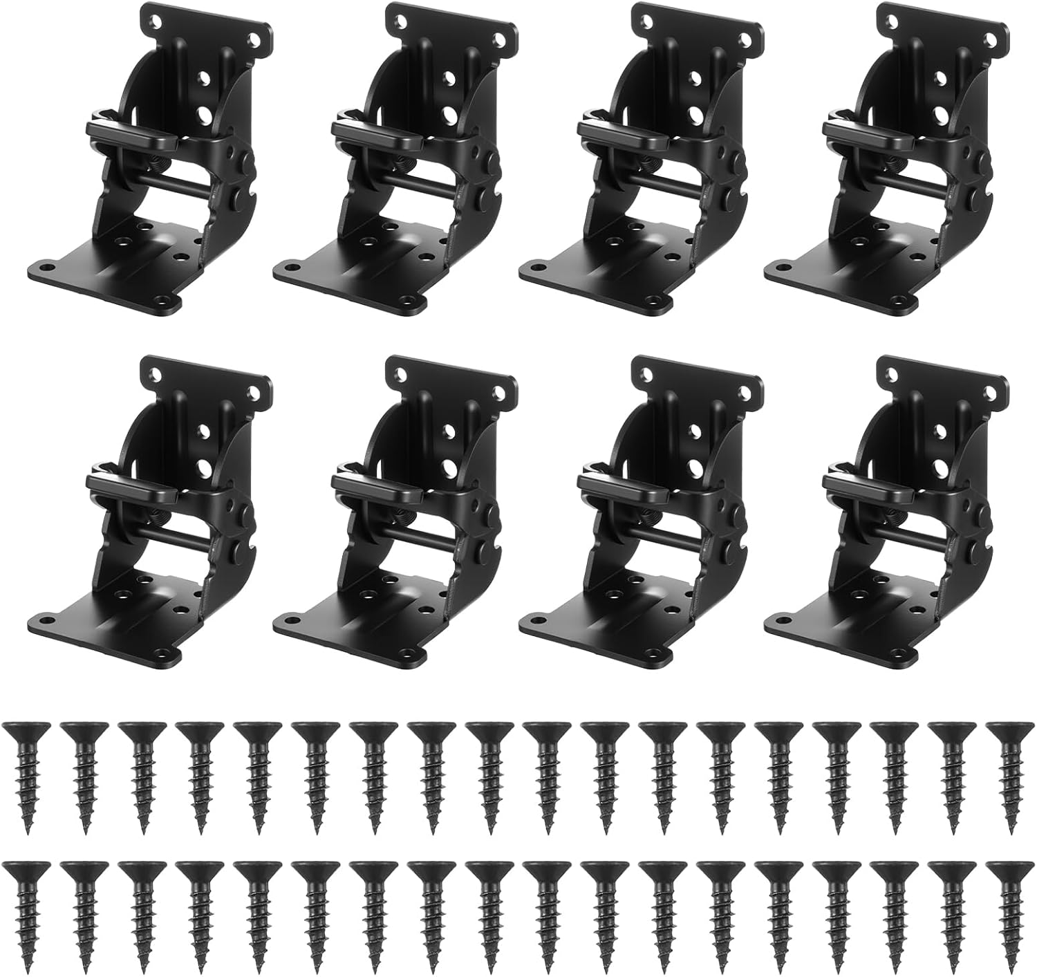 8 Packs Folding Brackets, Self-Locking Hinges with Screws & Non-Slip Pads, 500LB Capacity Adjustable Support for Table/Bed/Desk Legs, Quick-Install Heavy-Duty Extension Support Bracket