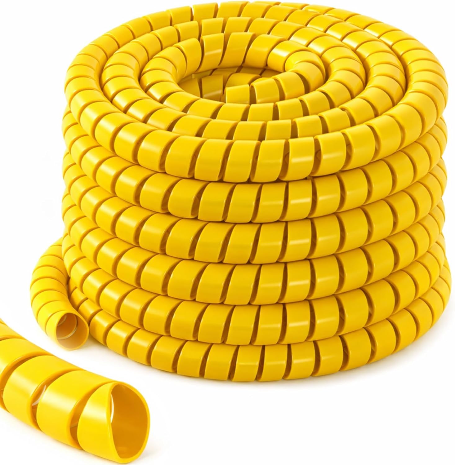 Hydraulic Hose Wrap 1.25''OD x 100' Spiral Hydraulic Hose Protector Heavy Duty Spiral Cable Wrap Protector Flexible Plastic Cable Sleeve for Pneumatic Hoses, Yellow