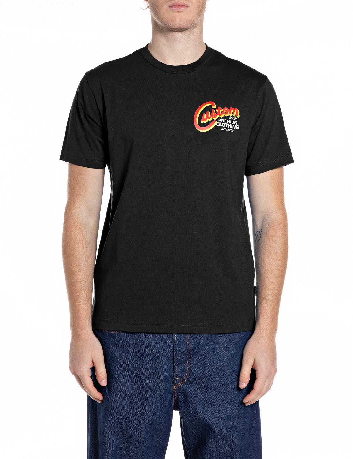Replay Men's Short-Sleeved Crew Neck T-Shirt, Black 098 (Black), XXL