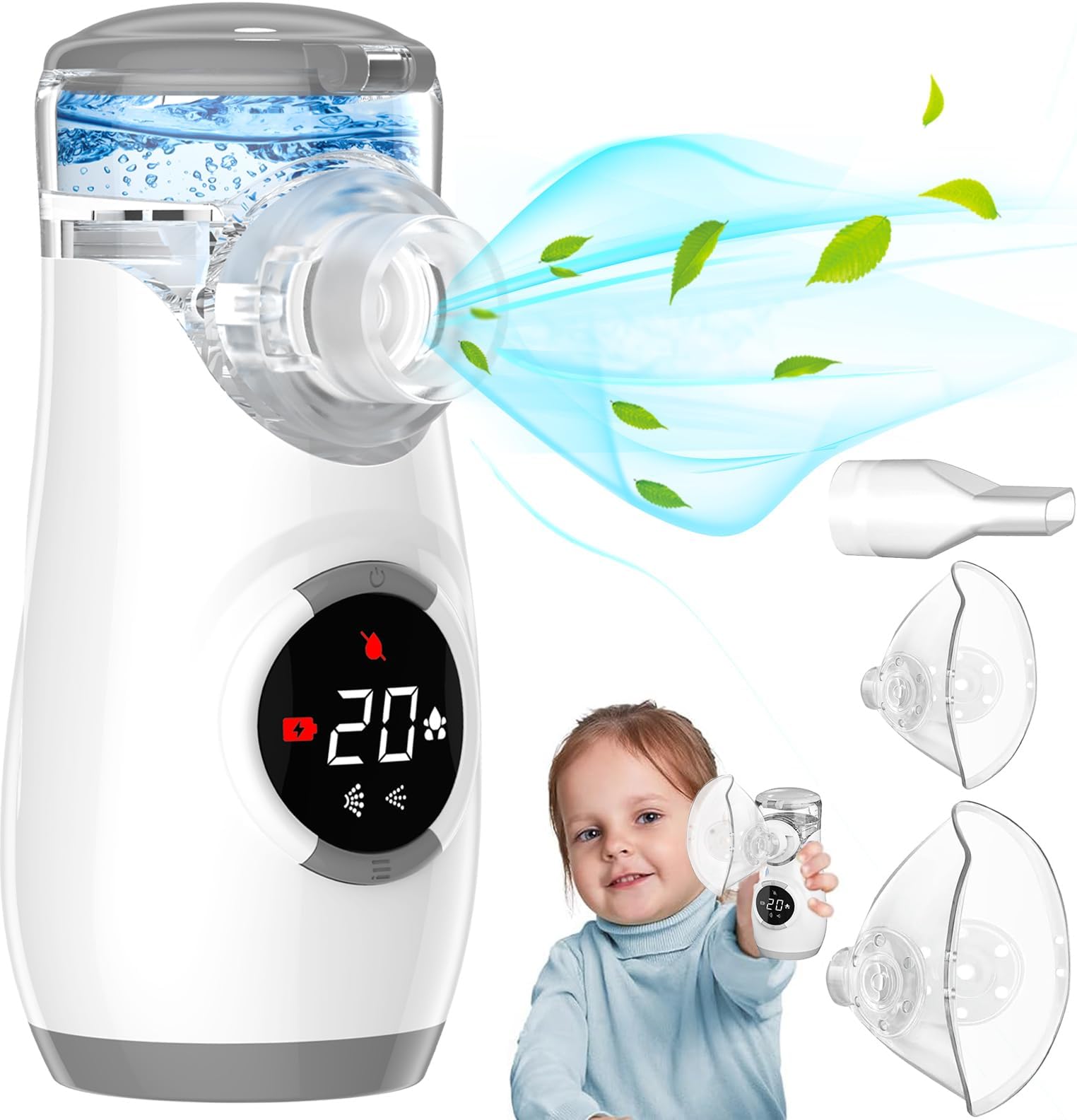 Household Mist Machine - Rechargeable Household Nebulizer Handheld Portable Ultra Quiet Mist Machine for Kids Adult Home Use - Grey