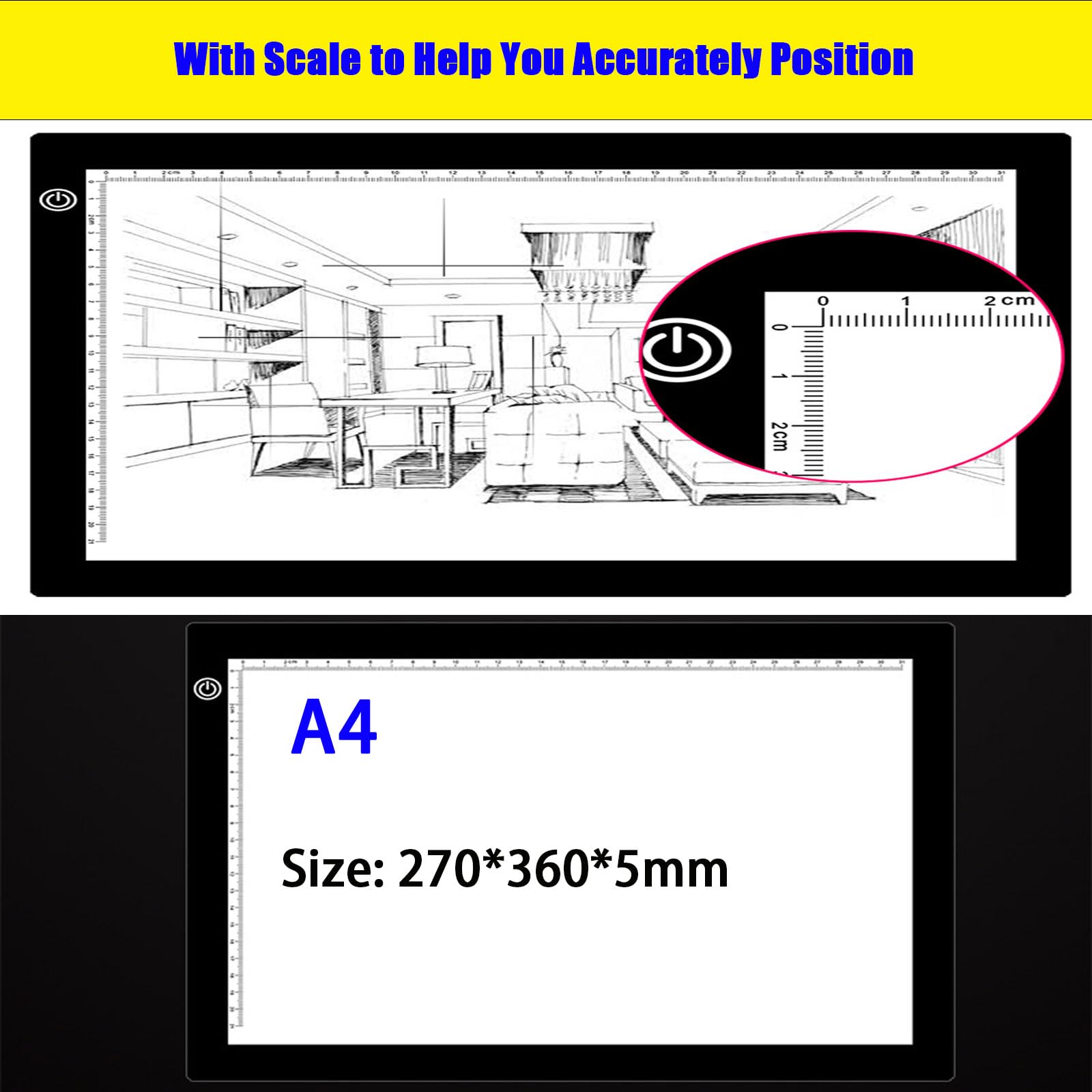 A4 Placas de Luz, Ultrafina Led Tableta de Luz Dibujo, 3 Modos De Color 270 * 360 * 5mm, Portátil Tablero de Luces de Trazado para Bocetos Diseño Dibujo 5D Diamante Pintura
