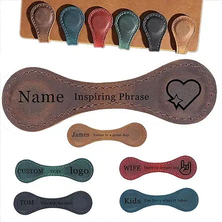 Personalized Leather Magnetic Bookmarks Vintage Custom Engraved Motivational...