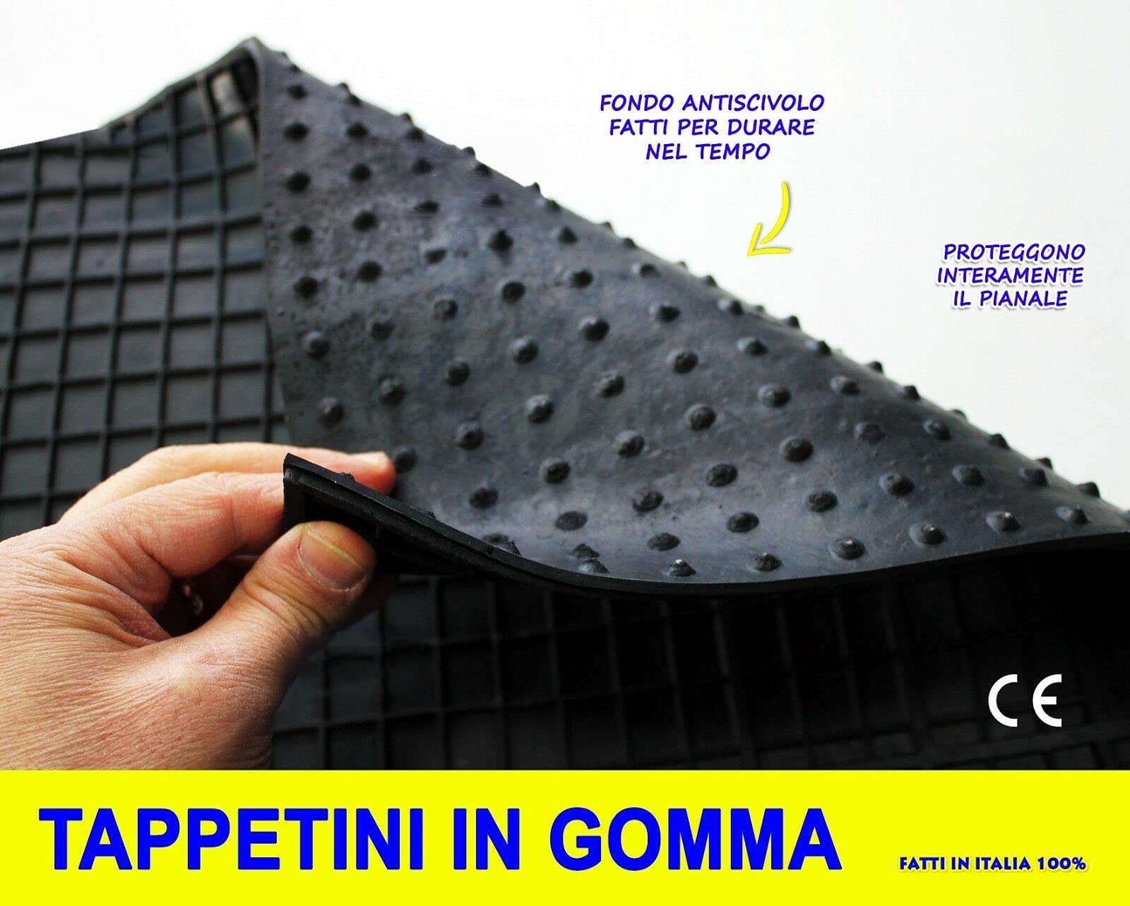 Tappetini in Gomma per Panda 750 4x4 141-141 A dal 1986 al 2003 Tappeti auto su misura antiscivolo in set completo con Posteriore Intero 10750