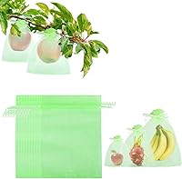 Vista 9 de Kikhope 100 bolsas de protección de frutas, bolsa de malla para cubierta de frutas de jardín de 8 x 6 pulgadas, bolsas de red de frutas con cordón