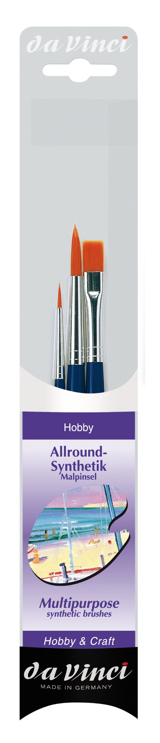 da VinciStudent Series 4206 Hobby and Craft Paint Brush Set, Synthetic with Blue Handle, 3 Brushes