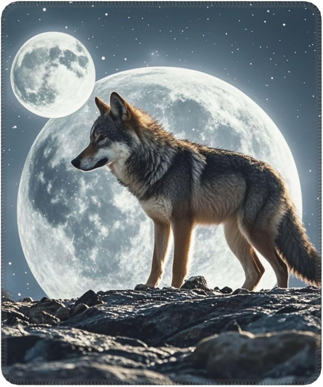 Mouse Pad Computer Mousepad with Anti-Slip Rubber Base wolf under moon Mouse Mat Washable Gaming Mousepad Portable Keyboard Pad for Laptop Office Home 25x30 cm
