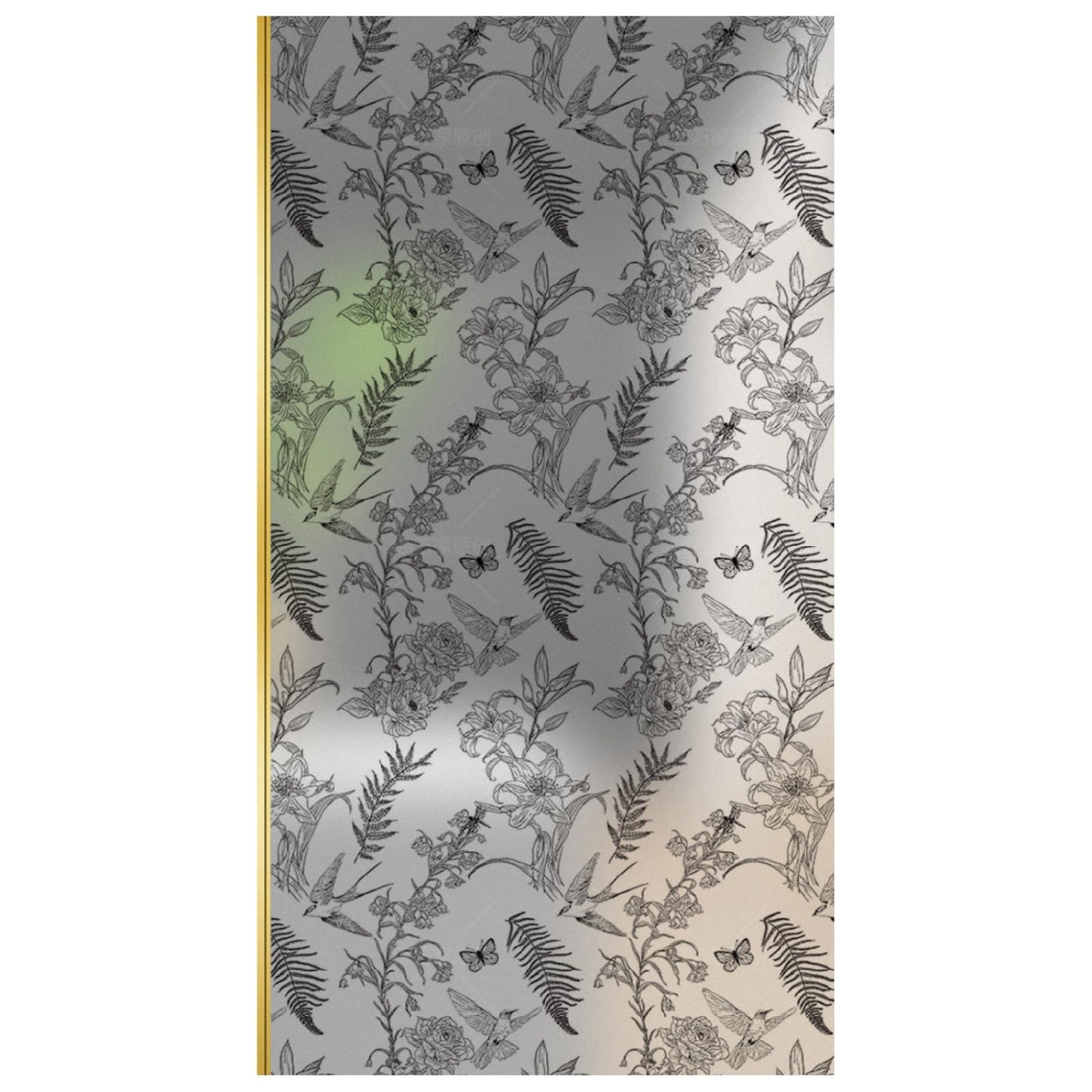 Fensterfolie Blickdicht 90x200CM Blatt Schmetterling Statisch Selbsthaftend Dekorative Folie, Abnehmbare Glasfolien Anti-UV, für Badezimmer küche