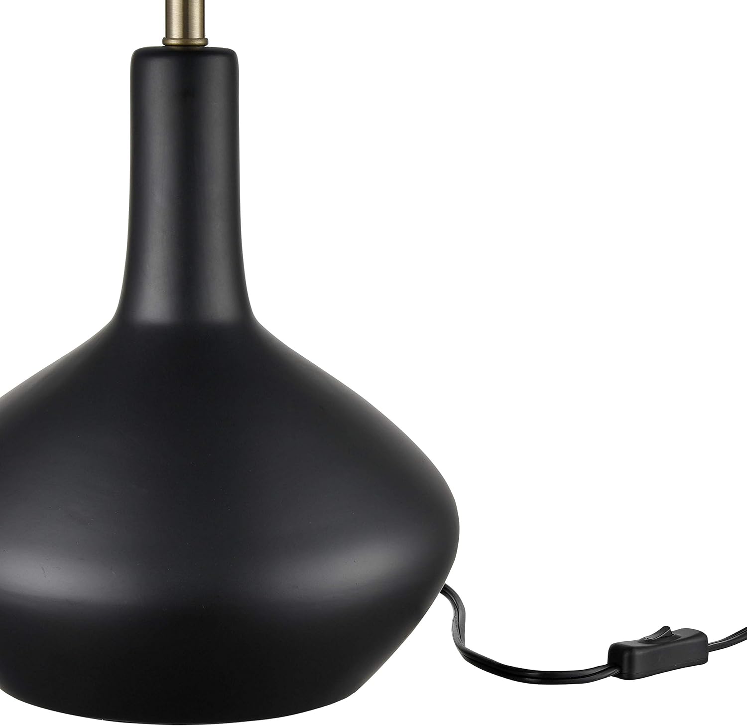 Light Society Kurvena Table Lamp, Black Asymmetry Ceramic Base with Black Linen Shade, Mid Century Contemporary Modern Style Table Lamp