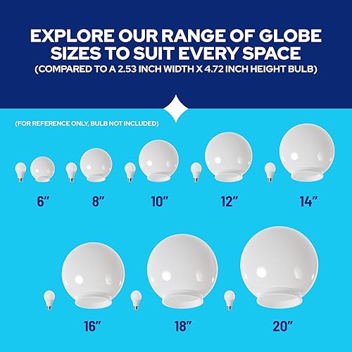 Miniatura 8 de KastLite Globo de poste de lámpara de acrílico transparente de 8 pulgadas, textura suave con apertura sin cuello de 3.5 pulgadas, fabricado en los