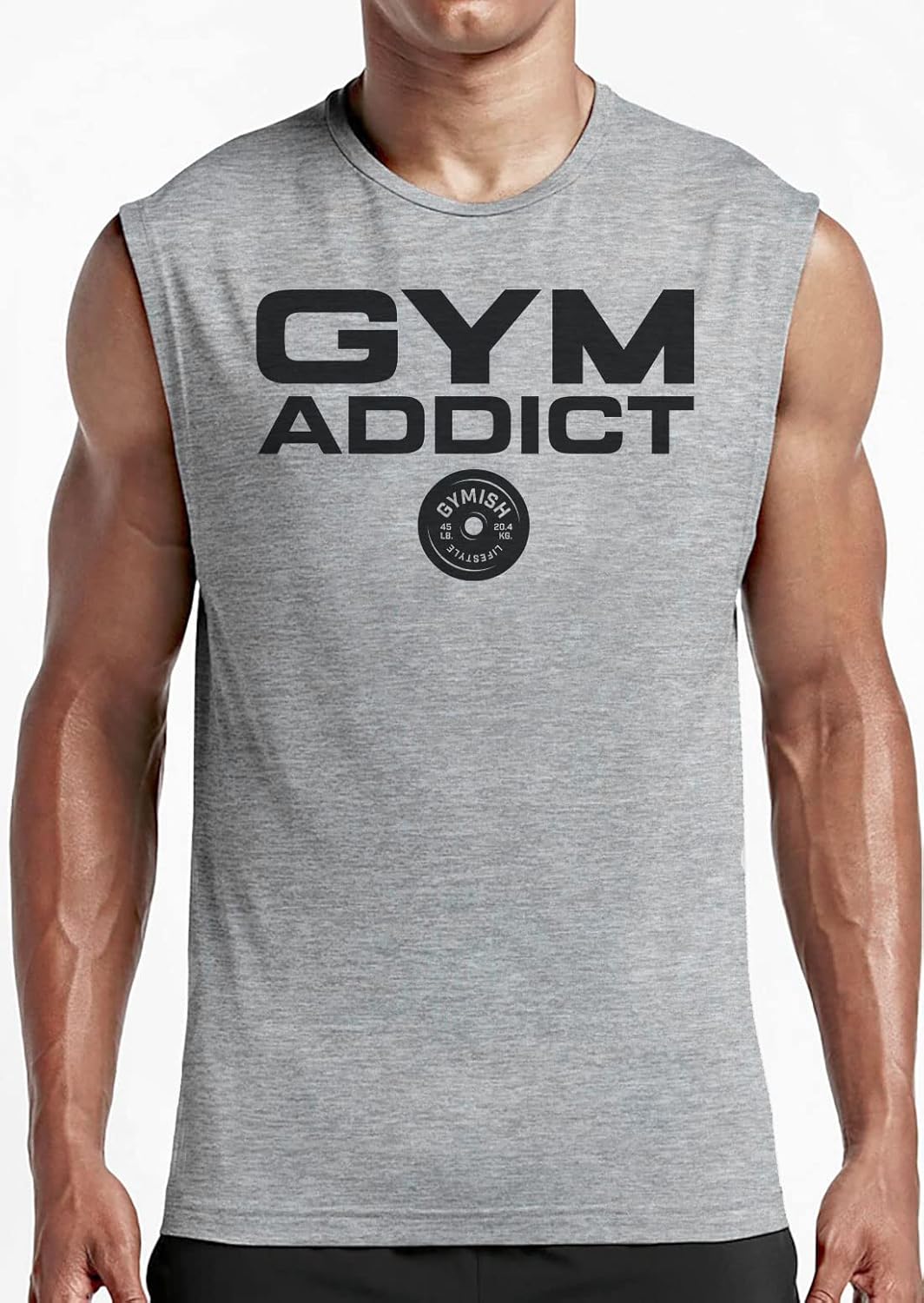 Gymish Lifestyle Gym Addict Graphic Fitness Tank, Sleeveless Bodybuilding Athletic Tank Top