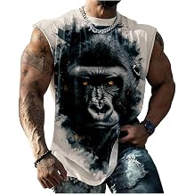 Sleeveless T Shirts for Men Muscle Tank Top Summer Confident Gorilla Graphics Bodybuilder Workout Muscle Shirts for Men Lightweight Tank Tops Suitability Cycling,Grey Gorilla,XL, X-Large