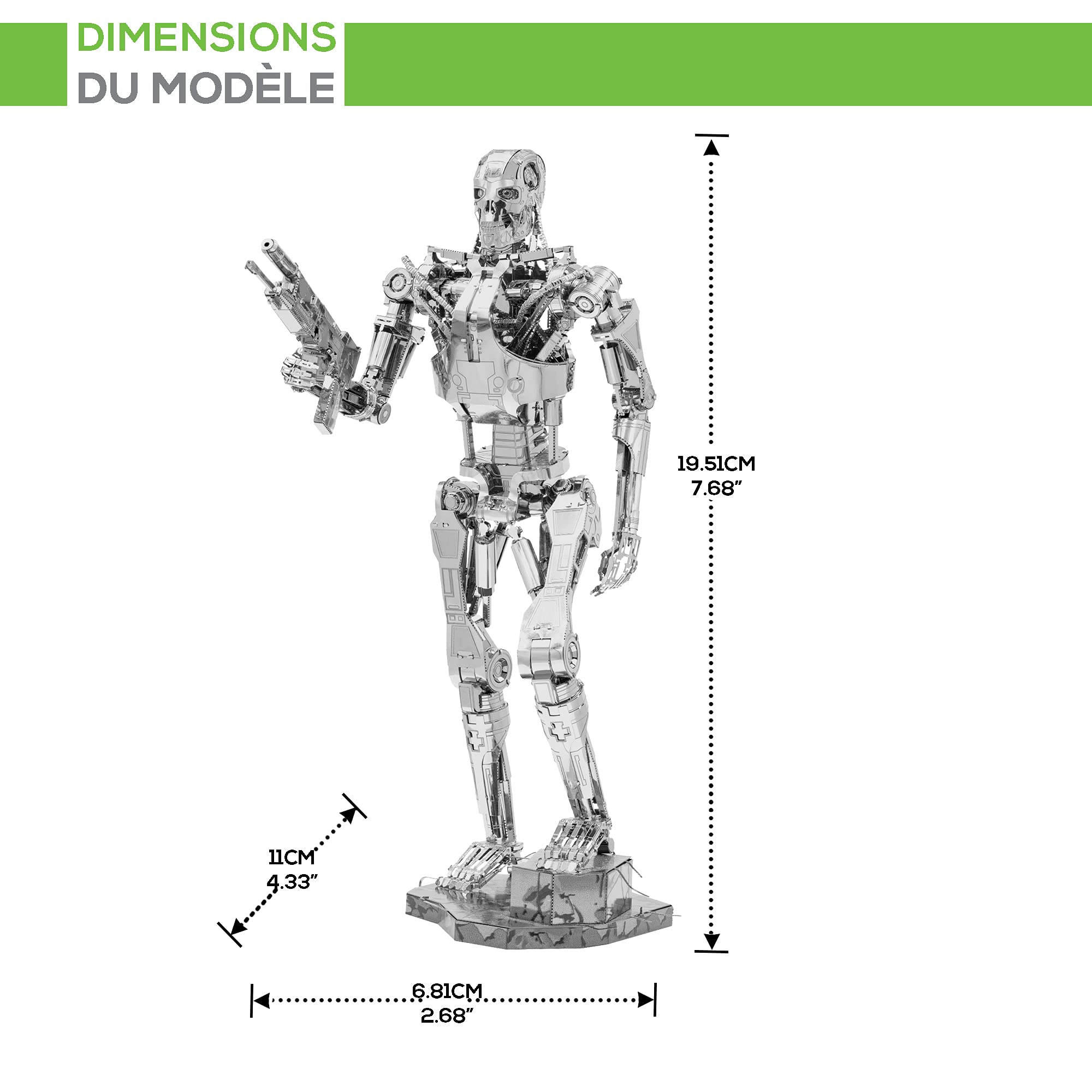 Metal Earth Puzzle 3D Terminator T-800. Rompecabezas De Metal De Terminator. Maquetas Para Construir Para Adultos Nivel Experto De 6.8 X 11 X 19.5 Cm