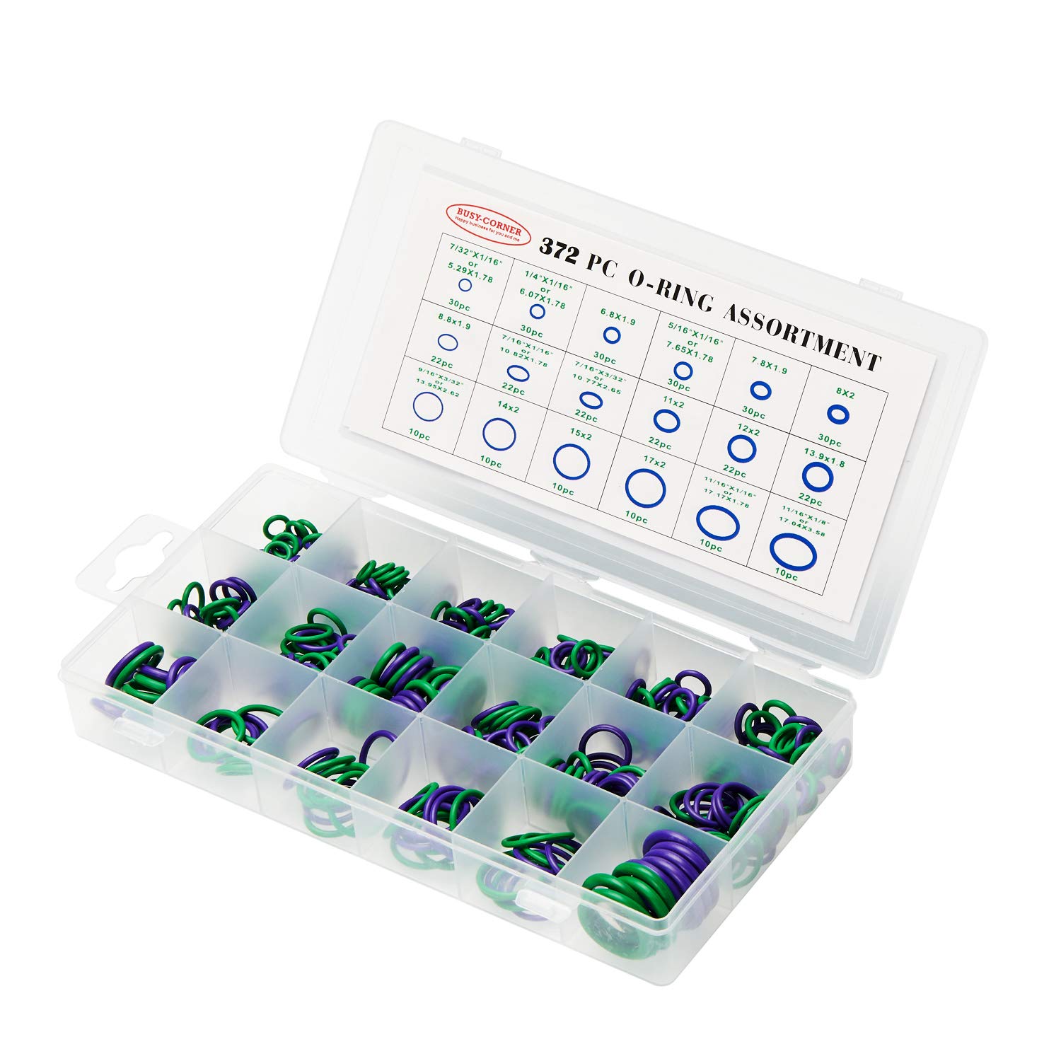 Buy Rubber O Ring Kit 18 Sizes 372 Pieces Green Purple Orings For Car Auto Vehicle Repair Air Conditioning Compressor Seals Air Or Gas Connections Busy Corner Online At Lowest Price In Finland B08r6xtm3v
