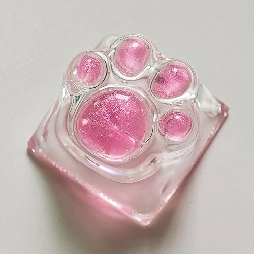 Elacgap Cat Claw Keycap Cute Drip Glue Backlight Keycaps DIY ESC Arrow Key Keycap Replacement for Cherry MX Gaming Mechanical Keyboard (Pink Transparent) - Pink Transparent