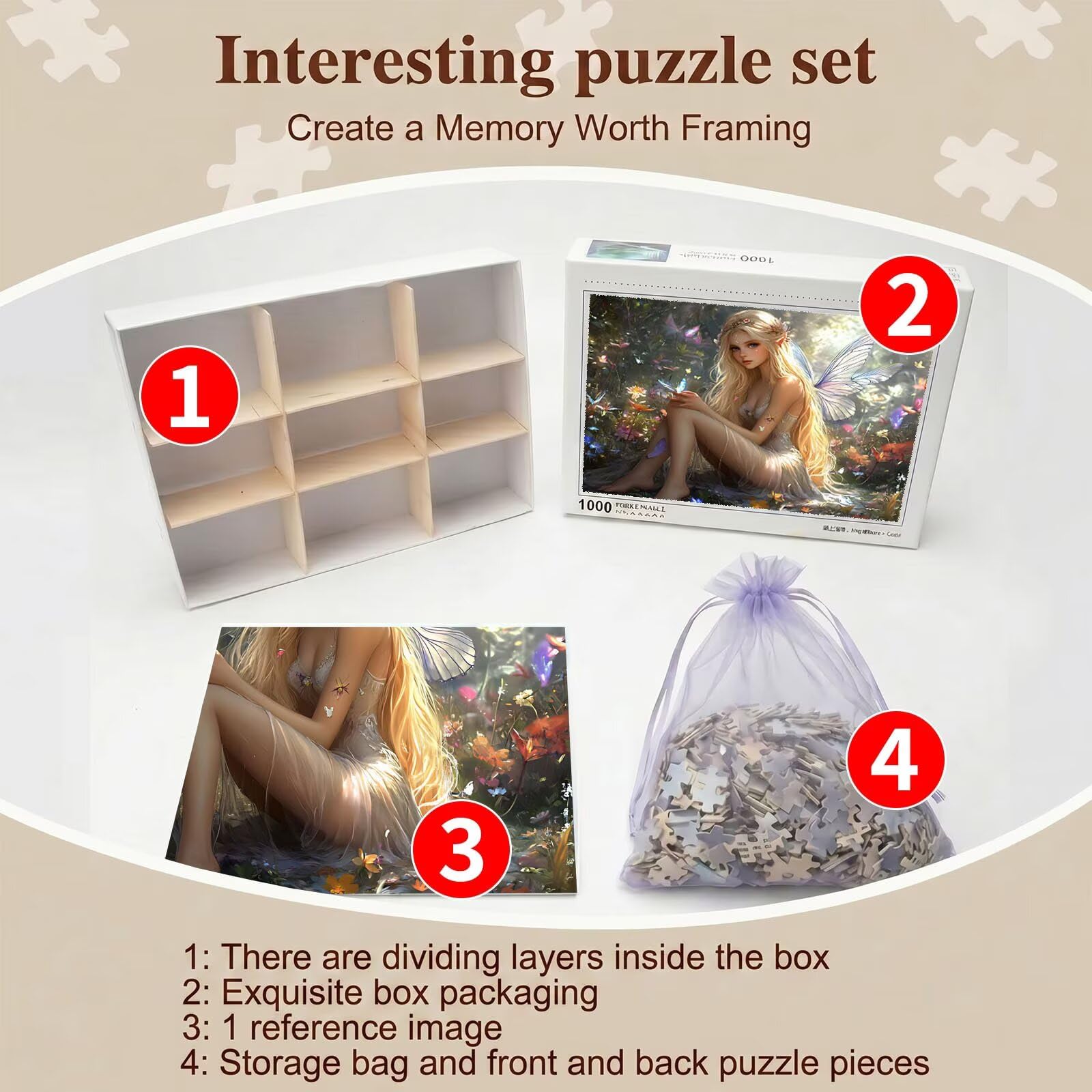 Las Kobieta Puzzle 1000 sztuk, Drewniany Rodzinny Gra Planszowa - Puzzle dla Dorosłych Dla Całej Rodziny, Puzzle Edukacyjne DIY i Antystresowe - z mapą referencyjną, 75 x 50 cm F0-857