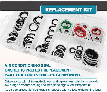 60 Pieces A/C System Compressor Gasket Seals Air Conditioning Compressor Port Seal Washer Kit 9 Sizes Gasket Bonded Seal Assortment.