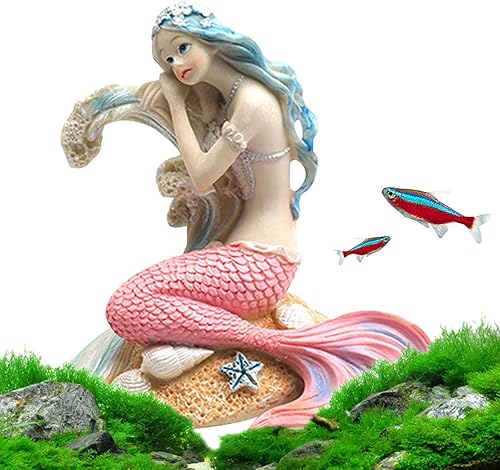 Miniatura 9 de Adornos de decoración de acuario  Decoraciones de pecera de sirena, 6 estilos de escritorio de acuario, decoración temática para mascotas, figuras