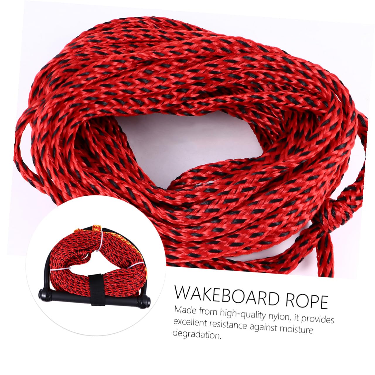 Corde de Ski Nautique en Nylon Tressé Poignée Noire Légère Corde de Wakeboard et Kneeboard Résistante à L’Humidité UV pour Sports Nautiques et Navigation de Couleur Aléatoire