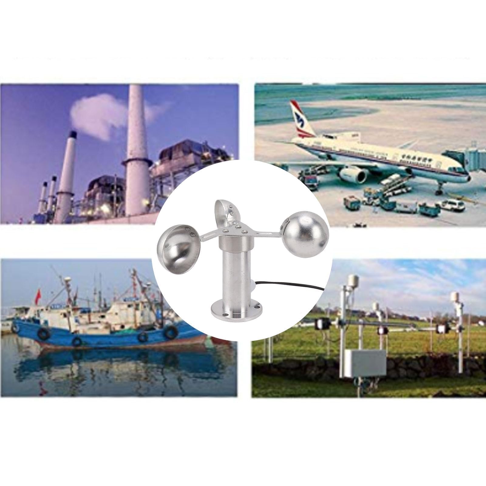 Windgeschwindigkeitssensor Anemometer aus Aluminiumlegierung, 3 Tassen, Genaue Messung für Kraftwerke, Meteorologische Überwachung, Windmessung mit 8 M Kabel