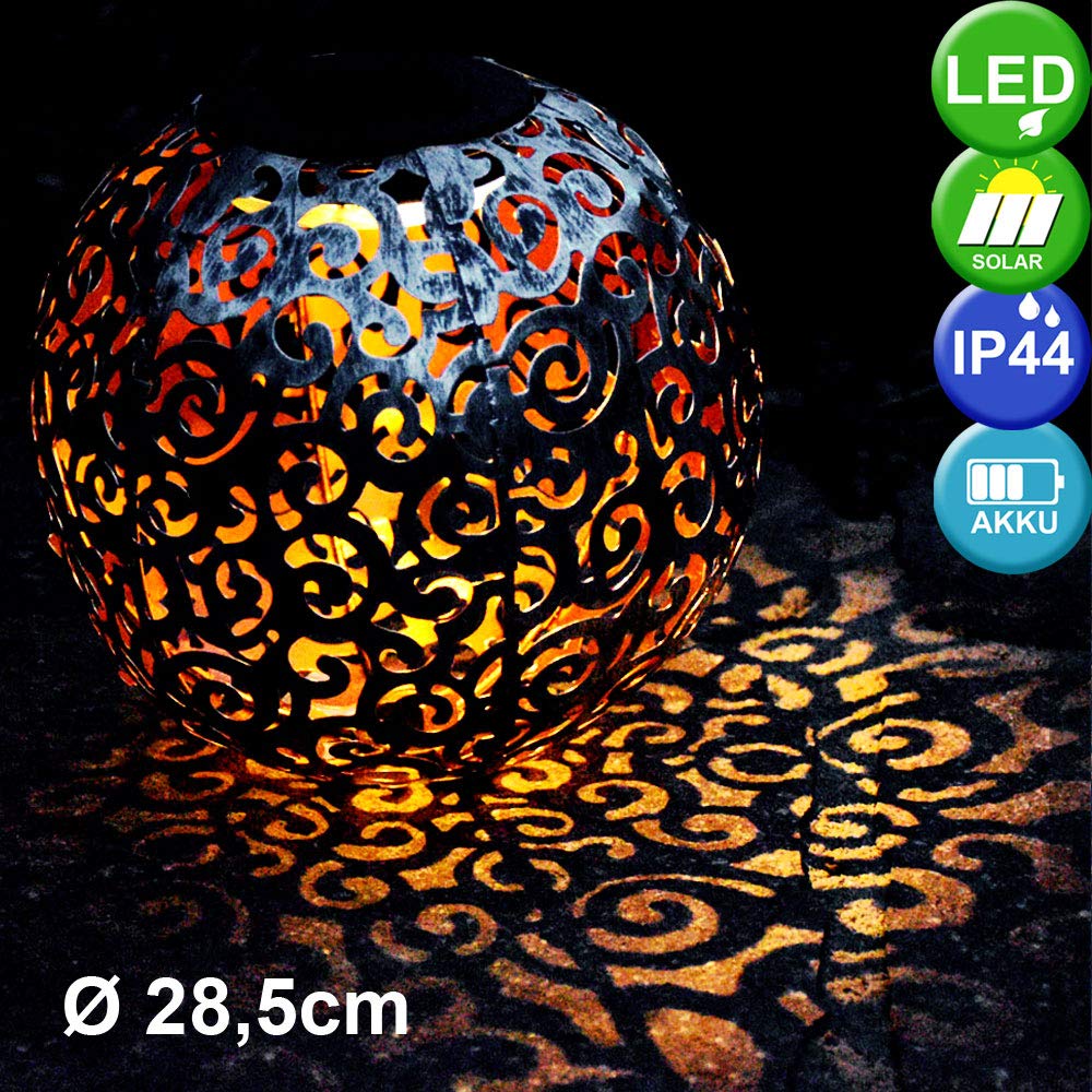 etc-shop LED Solar Außen Leuchte Garten Weg Beleuchtung Kugel Steck Lampe Dekor Stanzungen