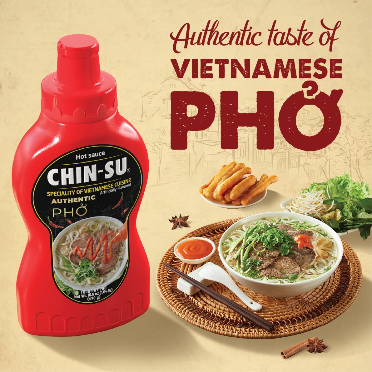 Original Vietnamese Hot Sauce For Pho, CHINSU Hot Chili Sauce For Authentic