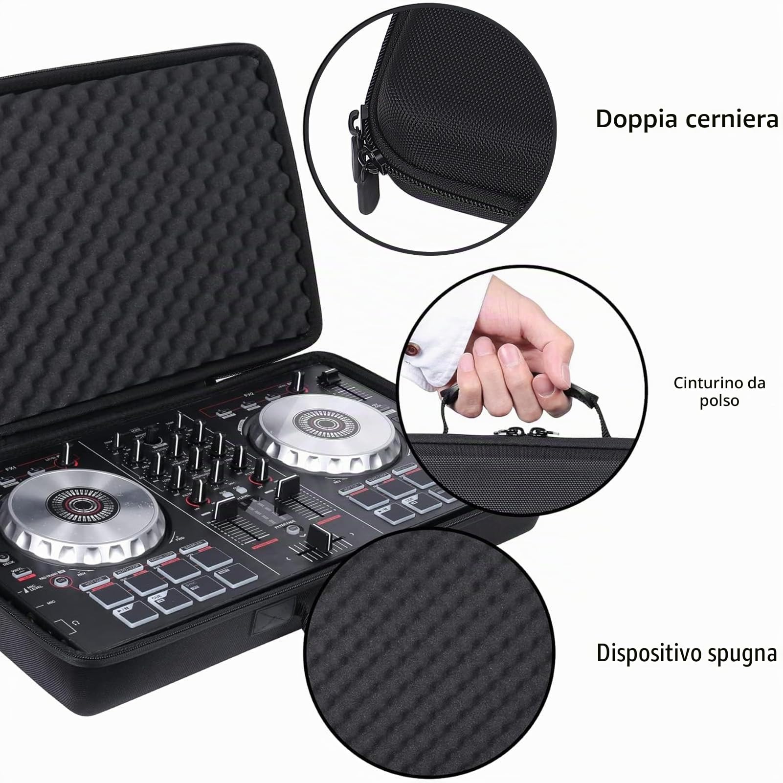 Drfeify Custodia Rigida per Controller DJ, Protezione durante il Viaggio, Custodia Portatile, Supporto per 2 Unità, for DJ in Tour, Viaggi, and Performances